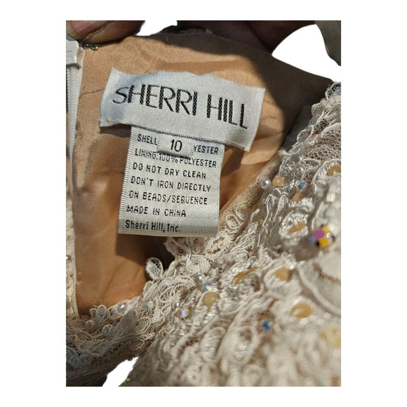 Sherri Hill Ivory Nude Lace Wedding Dress US 10 - Picture 5 of 12